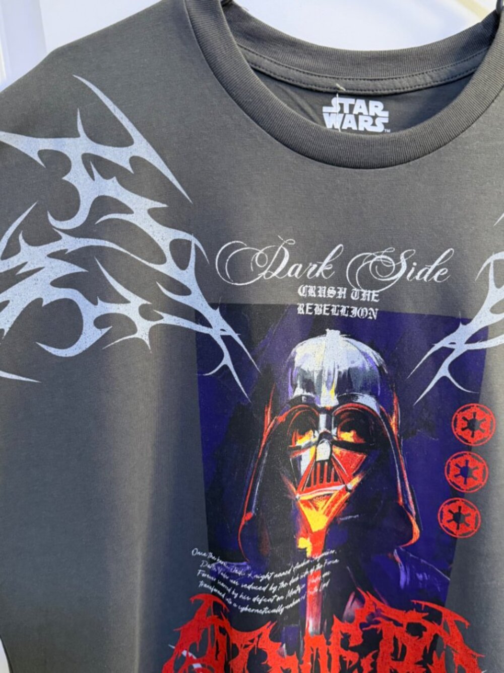 Star Wars Darth Vader Dark Side Graphic T-Shirt Charcoal Grey Large NWT - Picture 2 of 8